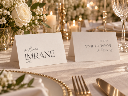 MINIMAL Marque-place pliable · Ivoire & Typographie